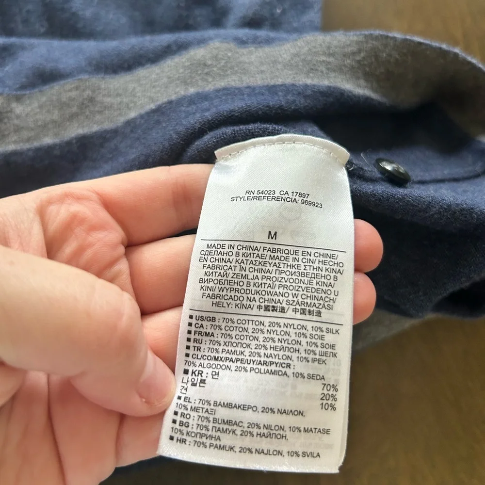 Banana republic blue sweater material polo cotton nylon silk